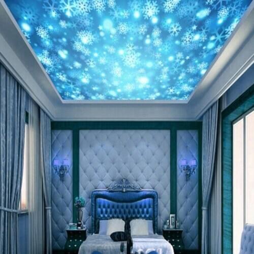 Drop Shipping Custom Photo Wallpaper Beautiful Dream Snowflakes Ceiling Zenith Murals Hotel Room Decorative Background Wallpaper