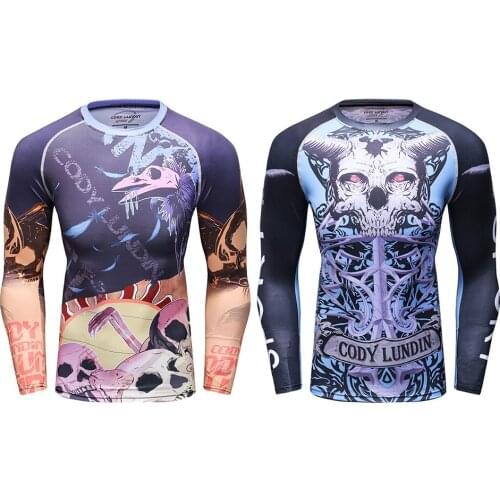 Muay Thai MMA T-shirts Bjj Rashguard For Men Kickboxing Boxing Cloting MMA Compression jiu jitsu gi T-shirt Rash guard Tops