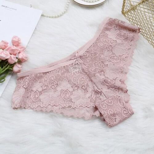 Hot Sale Sexy Women Bowtie Panties Female Underwear Floral Lace Women Panties Breathable Transparent Briefs G-String Lingerie