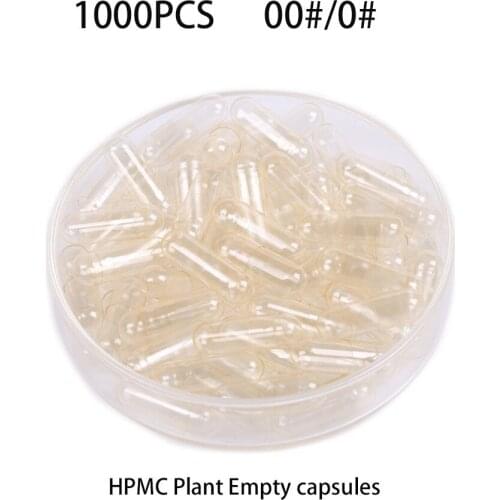 1000PCS 00#/0# Vegetarian Capsules Joined Capsule Cellulose Clear HPMC Plant Empty Capsules, Pill Case, empty Veg Capsules
