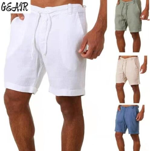 Summer New Cotton Linen Hemp Tie Sweatpants Mens White Shorts Casual Basketball Beach Pants Soft Comfortable Cargo Shorts