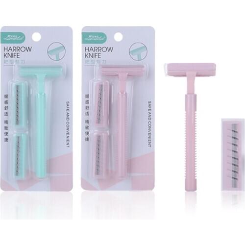 Razor Blades Manual Shaving Safety Women Replaceable Razors Non-slip Pattern Handle Manual Razor 1 Razor Handle 3 Razor Blades