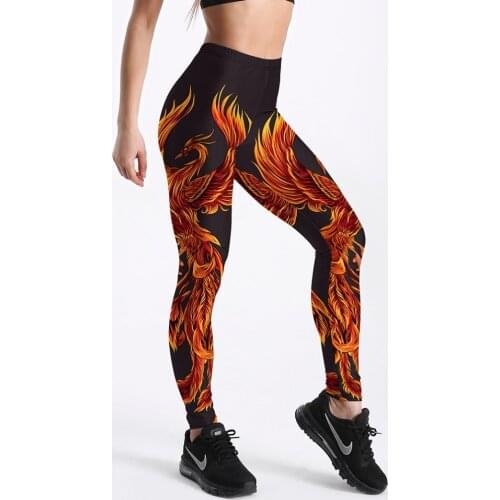 Hot Sale Women Leggings Flaming Phoenix 3D Printed Punk Girl Leggings Pants Fitness Workout Pants Long Stretchy S-4XXXXL