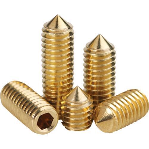 M3 M4 M5 M6 pure brass DIN914 hex socket cone point headness set gurb screw