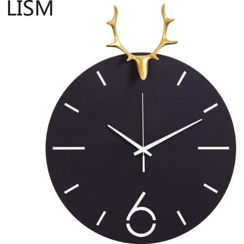 Nordic Wall Clock Mute Living Room Decoration Creative Art Wall Clock Modern Deer Head Wall Clock Metal Reloj Pared Decorativo