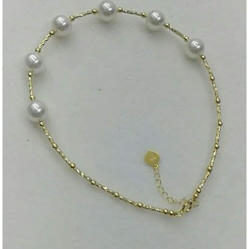 New womens jewelry G18K gold 6mm round akoya pearl bracelet