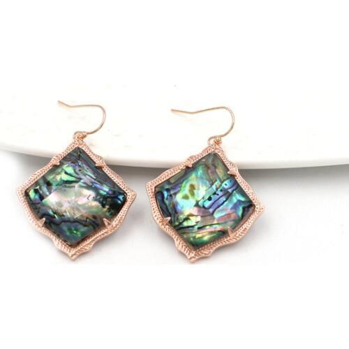 New Fashion Kite Faceted Abalone Natural Shell Stone Drop Earrings for Women