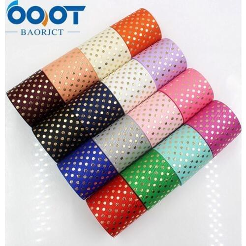 OOOT BAORJCT 1710052 38mm 10yards Pure gold foil Ribbons Thermal transfer Printed grosgrain Wedding Accessories DIY materials