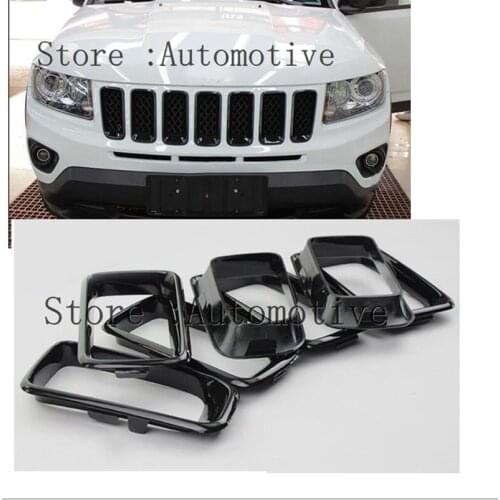 For Jeep Compass 2011 2012 2013 2014 2015 Car Front Grille Bumpers Protectors Cover Trim Car Front Bar Grille Cover Car-styling