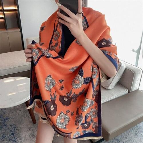 Thick Winter Cashmere Scarf Ladies Print Blanket Shawl and Wrap Pashmina Hijab Bufanda 180*65cm Women Warm Echarpe Luxury 2021