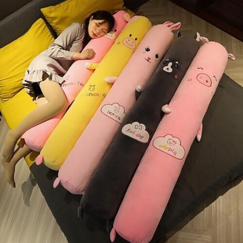1PC 70-140CM Animals Plush Long Pillow Cow Piggy Husky Rabbit Plush Toys Funny Gift Sofa Seat Cushion Children Birthday Gifts