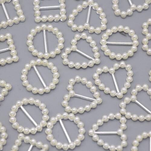 10pcs/Set Pearl Buckles Square/Round/Heart Pearl Ribbon Buckles Invitations Wedding Ribbon Slider DIY Jewelry Accessories