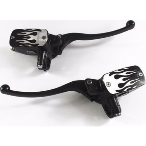 2 Pcs Black 1" 25mm Handlebar Handle Control Reservoir Brake Hydraulic Clutch Levers Scooter Street Bike Motorcycle