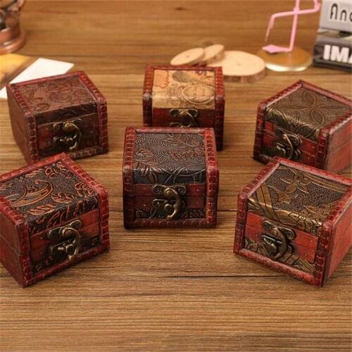 Popular Jewelry Box Vintage Lock Necklace Holder Bracelet Small Wooden Case Gift Storage