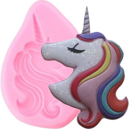 Cartoon Unicorn Silicone Mold Baby Birthday Candy Clay Fondant Molds Cupcake Topper Cake Decorating Tools DIY Chocolate Moulds