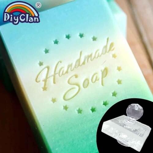 Super cool stars handmade soap making stamps clear Diy natural organic stamp glass soap stick with handle acrylic sealing tool