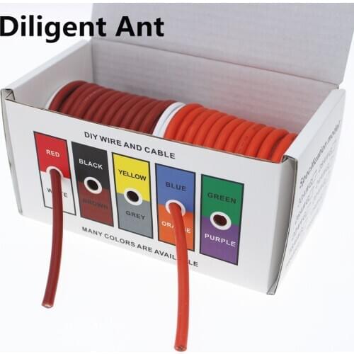 30/28/26/24/22/20/18/17/16 /15/14/13/12awg high quality flexible silicone wire and cable 2 colors 1 box pure copper wire