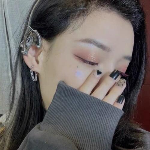 AOMU Punk Hip Hop Gold Silver Color Irregular Ears-shape No Pierced Ear Personality Ear Clip for Women Men Party Jewelry Gifts