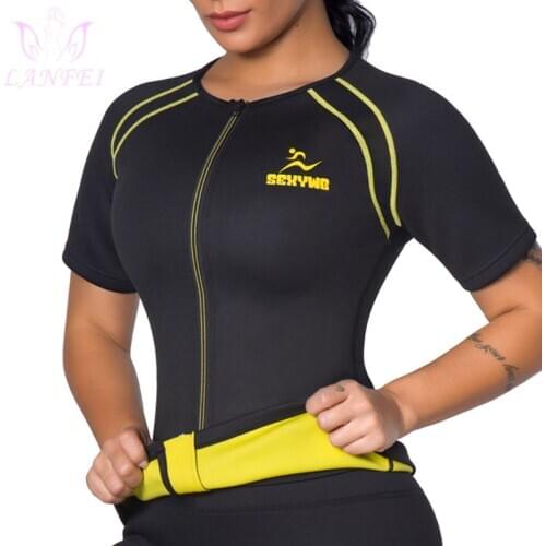LANFEI Waist Trainer Sweat Shirt for Weight Loss Body Shapers Top Women Slimming Sauna Belly Tummy Control Timmer Vest Shapewear