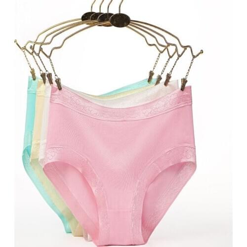 Womens butt-raising, non-mark-size, mid-waist underwear, womens bamboo-fiber underwear, candy-colored womens underwear T3523