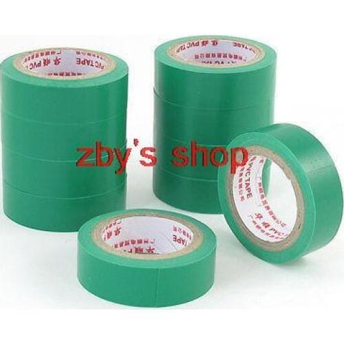 10 Pcs 16mm Width Insulated Wire Adhesive Electrical Tape 5M 16.4 Ft Green