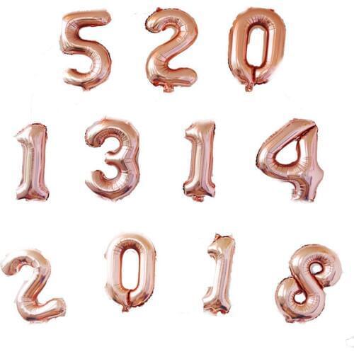 10pcs/lot 32 inch Rose Gold Number Foil Balloons Air Balloon Wedding Birthday Decorations Event Party Supplies Happy New Year
