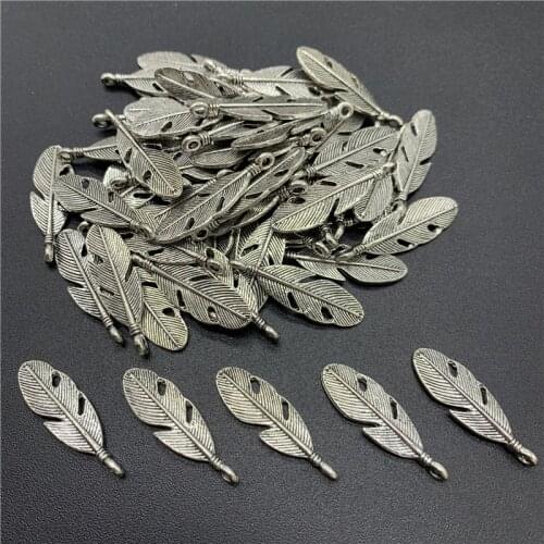 10pcs 30x10mm Alloy Beads Cap Ancient Silver Charms Leaves Shape Pendant Charms For Jewelry Making DIY Accessories