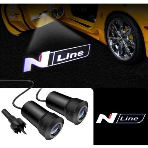2*N Line Logo Car LED Door Welcome Shadow Projector logo lights For Hyundai Elantra Tucson Sonata Santa Fe Veloster I30 Accent