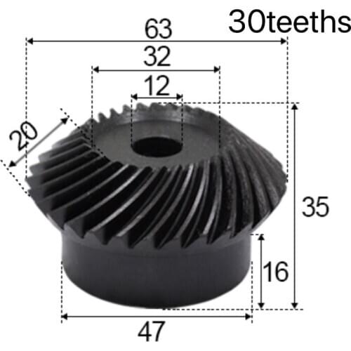 2pcs 2Module 15/18/20/25/30Teeths Inner Hole:8-12mm 1:1 Precision Spiral Bevel Gear Carton Steel