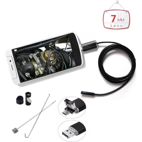 2in1 endoscope 7mm Lens waterproof mini Camera 1m/2m/5m/10m soft/hard Cable for Tablet PC Android Endoscope Inspection Borescope