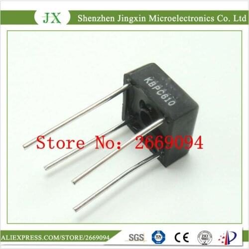 50PCS KBPC610 BR610 DIODE BRIDGE 1000V 6A BR-6 bridge rectifier new and original IC