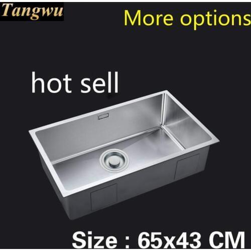 Free shipping Standard individuality kitchen manual sink single trough food grade stainless steel durable hot sell 65x43 CM