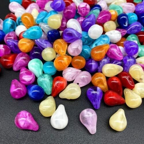 30pcs 8x13mm Teardrop-Shaped Beads Imitation Natural Stone Acrylic Beads Clouds Effect Beads For Jewelry Makeing DIY Accessory