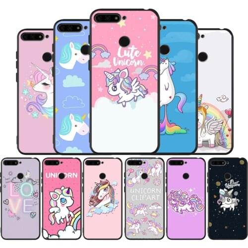 Rainbow unicorn Black TPU Silicone Soft Phone Case For Honor 8X 9 8 10 20 30 Lite Pro MATE 9 10 20 30 Pro Lite