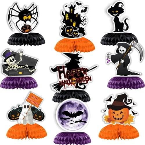 Kid Pumpkins Skeleton Indoor Accessories Halloween Decoration Easter Festival Party Honeycomb Paper Fan Ornament Ball Supplies