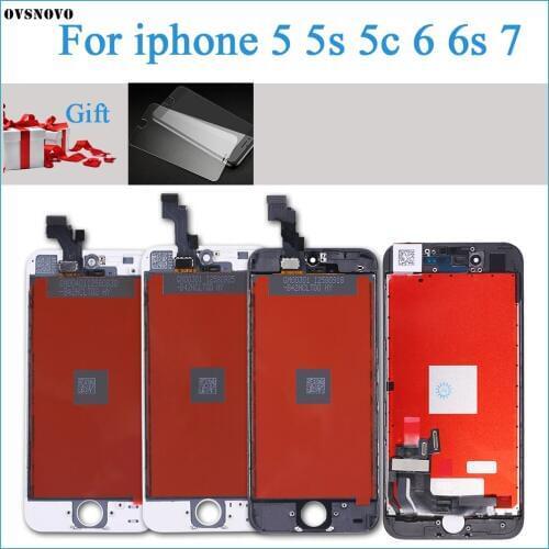 AAA pantalla Display For iPhone 5 5s 6 6s LCD Touch Screen Digitizer Replacment Assembly Repair Parts +Tempered Glass