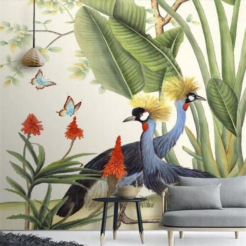 Hand-painted tropical plants background wall professional production murals wholesale wallpaper custom poster photo wall