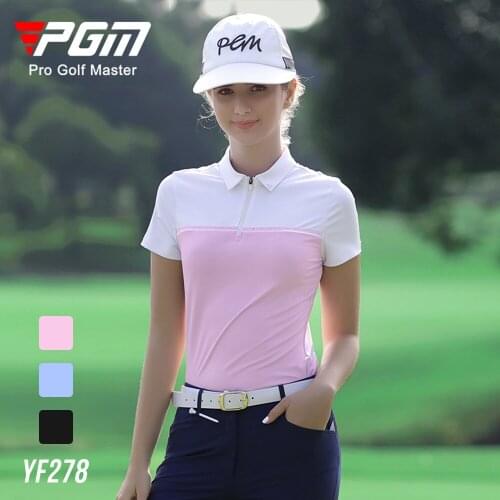 PGM 2020 summer Golf Baseball Tennis Sports clothing female short-sleeved t-shirt zipper collar Quick-Dry Breathable Women golf