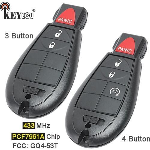 KEYECU 433MHz PCF7961A Chip FCC: GQ4-53T Replacement 2+1 3/ 3+1 4 Button Remote Key Fobik Fob for Dodge RAM 1500 2500 3500 4500