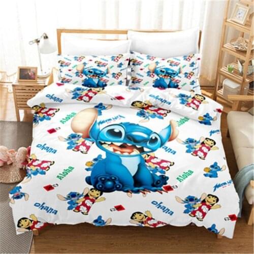 Stitch Bedding Set Cartoon Bedspread Single Twin Full Queen King Size Bedclothes Childrens Boy Bedroom Bed Set