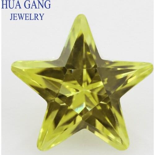 5A Olive Yellow Star Shape Brilliant Cut CZ Stone Synthetic Gems Cubic Zirconia For Jewelry Size 2.5x2.5~12x12mm Free Shipping