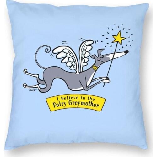 I Believe In The Fairy Greymother Square Pillow Cover Cartoon Animal Dog Cushions Throw Pillow For Sofa Double-Sided Printing
