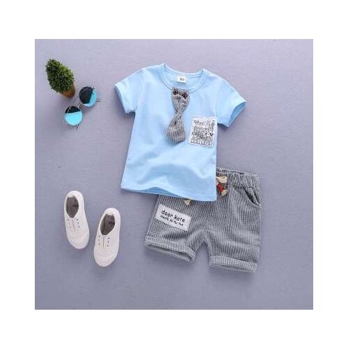 Baby boys summer clothing suit 2pcs 100% cotton short t-shirt+striped shorts children clothes new brand clothes roupas infantis