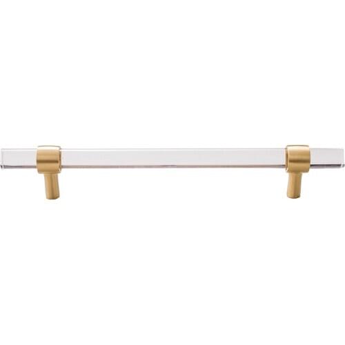 LKL Acrylic Brass Long Handle Modern Simple Cabinet Gold Transparent Drawer Wardrobe Furniture Door Pulls