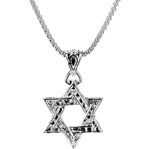Fashion Hexagram Necklace Star of David Charm Choker Necklace Jewish Jewelry Men Women Religious Pendant Jewelry Gifts