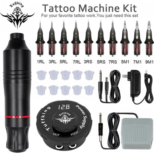 Professional Tattoo Machine Kit Rotary Pen With Cartridges Needle Tattoo Power Supply Permanent Makeup Machine Art Tattoo Supply