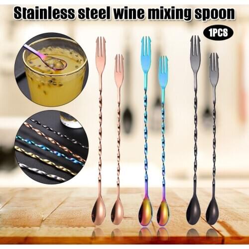 New Double-end Stainless Steel Mixer Bar Cocktail Short/Long Stirring Mixing Twist Spoon for Home Restaurant Best Price