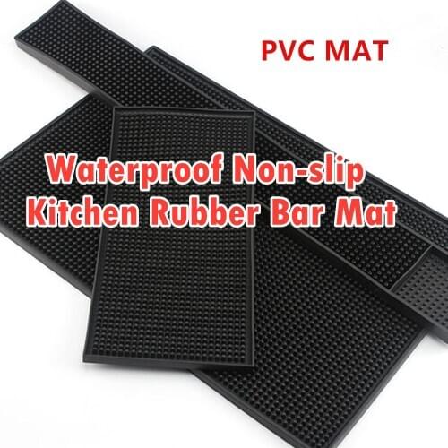 New 1PCS Non-slip Rubber Bar Mat PVC Pad Coaster Black Kitchen Placemat Rectangle Waterproof Beer Whiskey Bar Accessories
