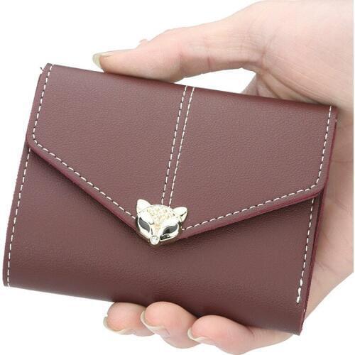 New Korean casual Female wallet Short vertical locomotive British casual multi-function card bag Lock Women