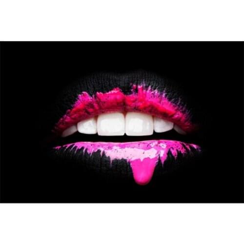 New sexy pink lips canvas art poster and oil painting modern wall pictures for living room wall home decoration print Cuadros